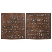 51%OFF 壁の装飾 スターリング産業フード＆ワイン金属壁パネル - 2のセット Sterling Industries Food and Wine Metal Wall Panels - Set of 2画像